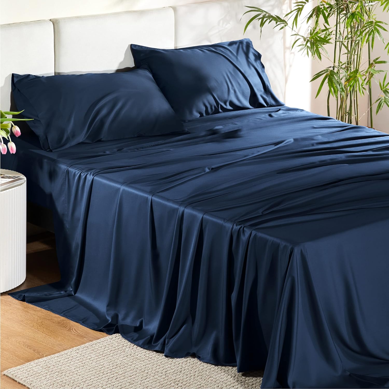 100% Hữu Cơ Tre Viscose 300/400 TC Tre Tấm 100% Tre Duvet Bìa Bộ Đồ Giường Sang Trọng Lyocell Tấm