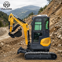 Mini-excavatrice FULCORE de qualité supérieure avec système hydraulique Hengli complet, chenilles en acier robustes, pour travaux de jardinage et d'orchard