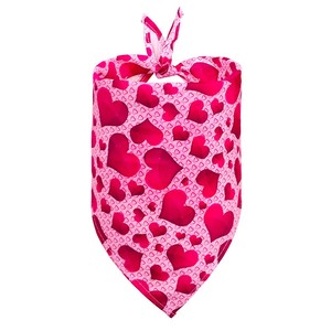 Bandana pour chien Saint-Valentin, imprimé cœurs roses, accessoire triangulaire pour animaux de compagnie, style doux, toutes saisons - Product Image 5