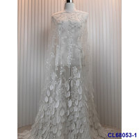 Kain Tulle Prancis Bordir Ringan Berhias Manik-Manik, Kain Lace Tali Afrika Warna-Warni Larut Air, Payet, Lace, Bunga 3D