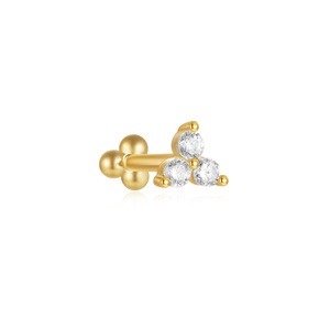 CANNER Vente en gros Boucles d'oreilles piercing réversibles en argent sterling 925 avec mini fleurs et trois boules pour femme 16G - Product Image 1