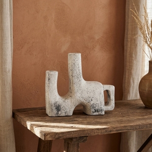 Jarrón Rústico de Terracota con Diseño Geométrico Abstracto y Doble Boquilla, Maceta de Cerámica para Mesa, Exportador Mayorista - Product Image 4
