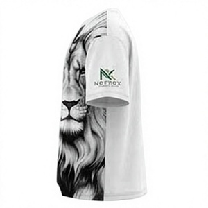 T-shirt pour homme avec impression photo de lion, manches courtes, col rond, coupe classique, style décontracté, tissu tricoté 100% polyester, respirant, séchage rapide - Product Image 2