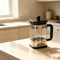 Cafetière à piston 350 ml en verre borosilicate transparent avec piston en acier inoxydable, écologique, classique, facile à nettoyer