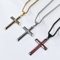 Liontin Kalung Baja Anti Karat Berlapis Emas 18K Model Enamel Slope Cross Pvd, Perhiasan Fashion untuk Pria, Produsen Grosir 2026