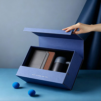 Coffret cadeau bleu biodégradable de luxe moderne personnalisé, boîte rigide pour livres, boîte magnétique réutilisable, impression UV
