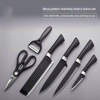 Ensemble de couteaux de cuisine Black Wave, six pièces, en acier inoxydable, couteaux de chef et à fruits, tranchant garanti, pour un usage domestique ou en cadeau, livré dans une boîte colorée