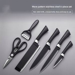 Black Wave <b>Kitchen</b> <b>Knife</b> Set Six-Piece Stainless Steel Chef's & Fruit <b>Knives</b> Sharpness Guaranteed Home Gift Use Comes Colour Box - Product Image 4