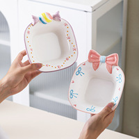 Bol d'anniversaire en céramique JM mignon pour enfants, usage domestique, compatible micro-ondes, pour desserts, yaourts, flocons d'avoine, collations et riz, logo personnalisé