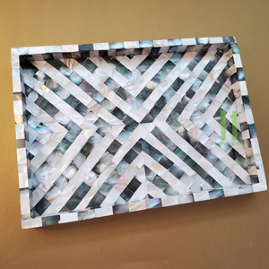 Plateau et assiettes de service ronds en nacre, faits à la main, style bohème, écologiques, tendance 2024, lot de 5 pièces, pour cadeaux, Vietnam - Product Image 6