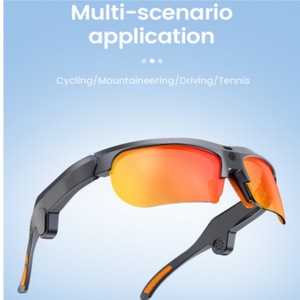 Asunlike Smart <b>Glasses</b> E08 Dual <b>Camera</b> Bluetooth Cycling Outdoor Windproof Voice Control 4GB Memory Black Orange - Product Image 3