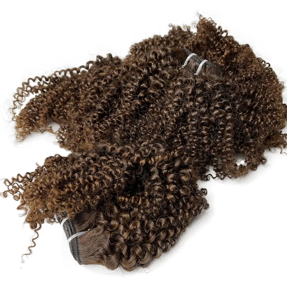 Diepe Krullende Wefts En Topkwaliteit Lichtbruin Frontaal Haar Groothandel Cuticula Uitgelijnd Haar Haarverlenging