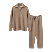 Pull en cachemire épais et ample à col large et fermeture éclair, style Old Money, nouvelle collection automne-hiver pour homme