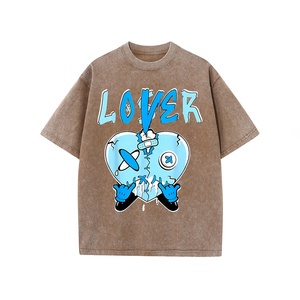 Camiseta de algodón 100% lavada con ácido con estampado Digital Retro para hombre de alta calidad con diseño de patrón y ajuste de gran tamaño de longitud corta y larga - Product Image 3