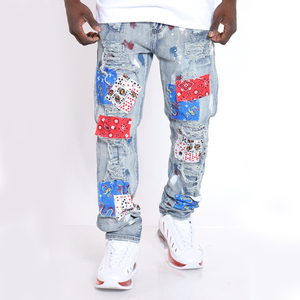 Djdi-jean de poche pour hommes, nouveau, usine, personnalisé, magnifique, bleu, impression à pois - Product Image 5