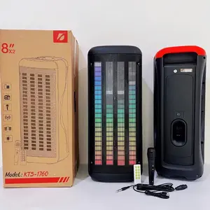 Boombox-altavoz de doble bocina de 8 pulgadas, KTS-1760 multifuncional grande con micrófono