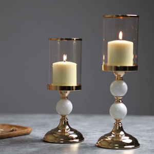 Diseño de lujo Acabado en oro Mesa Hurricanes Boda y Navidad Decoración Portavelas de metal - Product Image 5