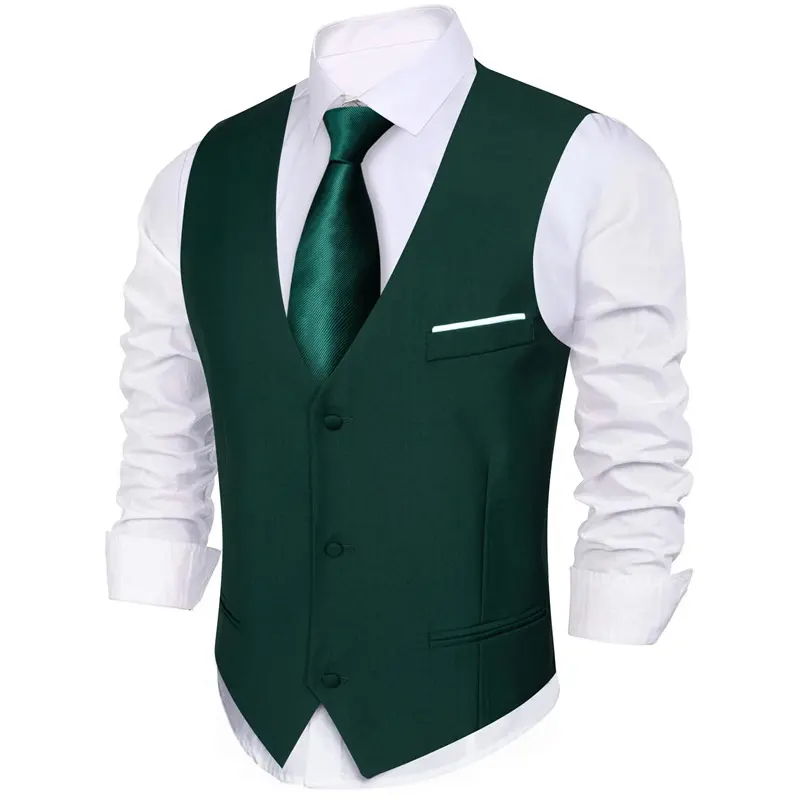 Best Quality Formal Suit Vest Slim Fit V-neck 2 Pockets Wedding Party Dress Waistcoat