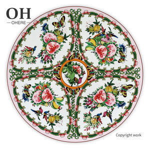 Offre Spéciale : Ensemble de <span class=keywords><strong>Vaisselle</strong></span> Écologique en Porcelaine Fine à Motifs Floraux – Assiettes de Présentation pour Mariages et Fêtes - Product Image 1