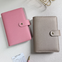 Organiseur de budget et agenda en cuir PU rose A6 avec anneaux dorés, classeur à feuilles mobiles personnalisable – Vente chaude
