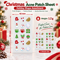 Patchs anti-acné hydrocolloïdes colorés de Noël OEM/ODM, formes Père Noël, Bonhomme de neige, Sapin, Marque privée