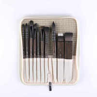 ArtSecret Ensemble de 10 pinceaux professionnels pour aquarelle et acrylique, poils synthétiques de nylon de qualité supérieure, manche en bois, style écureuil gris