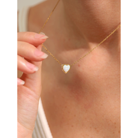 Collier pendentif cœur chic en opale australienne naturelle JINYOU 3718, bijoux délicats en acier inoxydable pour femmes, mode 2025