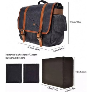 Sac à bandoulière tactique en cuir imperméable BSCI, style vintage, pour appareil photo, avec compartiment pour objectifs - Product Image 3