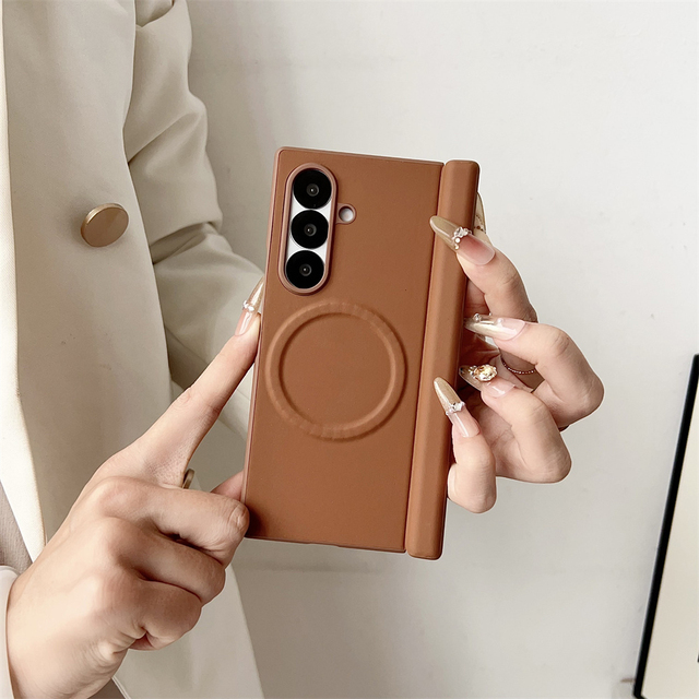 Retro Style Premium Magnetic Wireless Charging All in One Case Soft Touch Shockproof for Samsung Galaxy Z Fold 8 Ultra