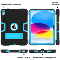 Housse de protection robuste pour tablette avec béquille pliable, étui hybride 3 couches pour iPad 10e génération A16 Air Pro Mini 9.7 10.2 11 13 pouces