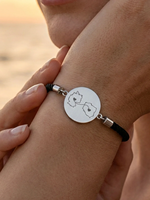 Bracelet en cordon tressé personnalisé avec carte de deux maisons, en acier inoxydable chirurgical plaqué or 18 carats, cadeau pour relation à distance