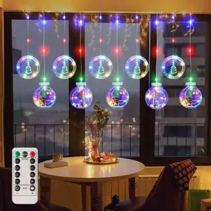 Led-String-Lichter Weihnachtsfenster hängende Lichter Dekorationen märchenhafter Vorhang-Lichter mit Fernzähler