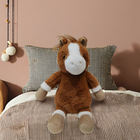 Vente en gros Poupée cheval animal doux et mignon Jouet cheval en peluche personnalisé Remplissage en coton PP lavé pour cadeau d'anniversaire de nouveau-né