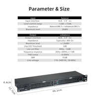 Ecualizador de Audio Gráfico Profesional BHA 21 de Doble Canal y 15 Bandas, Procesador de Ecualización Estéreo de 1U para Montaje en Rack con Filtro de Corte Bajo de 80Hz
