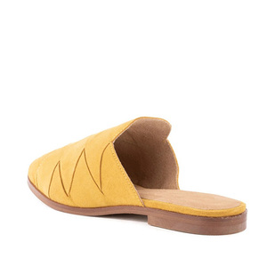 Suede Leather Knit Upper Closed <b>Pointed</b> <b>Toe</b> Backless Slip on <b>Flat</b> Femme Mule Women Shoes Slipper - Product Image 4