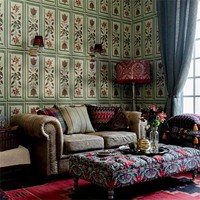 Panneau mural moderne à motif floral de luxe imprimé par transfert thermique, effet panneau de bois européen, papier peint personnalisé, tissu mural pour salon