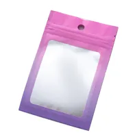 Pochette d'emballage en plastique à logo personnalisé avec dégradé de couleurs, sacs refermables à fermeture éclair pour la présentation et le rangement de bijoux et de lunettes