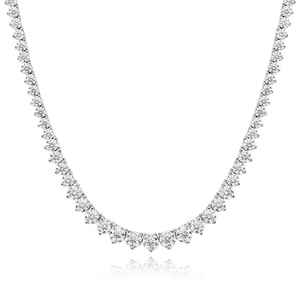 Riviera Three Prong Round Cut Moissanite Tennis Necklace 925 Sterling <b>Silver</b> Graduated <b>Choker</b> Anniversary Gift for Partner - Product Image 1