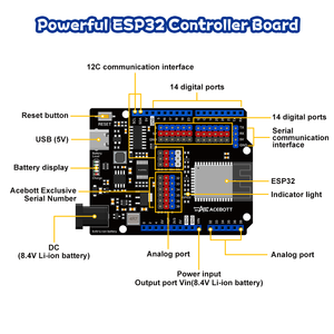 ACEBOTT STEM教育二足歩行ロボットキット、小学生向けDIYコーディングプロジェクト、ESP32 IOT WIFI BT APP対応、教室用ロボットキット（<span class=keywords><strong>Arduino</strong></span>対応） - Product Image 5