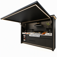 Abri de cuisine extérieur moderne en acier inoxydable 304 avec armoire de barbecue et porte latérale pour patio, villa, cour