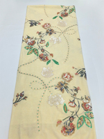 Nouvelle Mode Luxe Écologique Coloré Extensible Poids Moyen Hiver Broderie Paillettes Fleurs Feuilles Velours Jacquard Biologique
