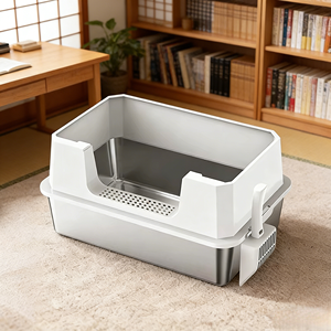 صندوق فضلات القطط الأكثر مبيعًا كبير الحجم سهل التنظيف شبه مغلق للاستخدام الداخلي مصنوع من الفولاذ المقاوم للصدأ - Product Image 6