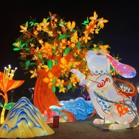 Lanterne LED sur mesure grand format à thème lapin, décoration de festival, sculpture lumineuse d'art pour jardin extérieur, exposition en parc événementiel, vente en gros