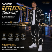 Ensemble réfléchissant brodé personnalisé : Veste zippée et pantalon deux pièces – Tenue streetwear et techwear pour la course nocturne et le jogging