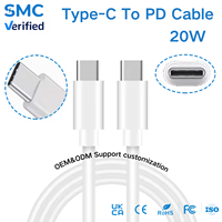 Câble USB C vers USB C 20W, câble de charge rapide USB, câble de données Type C, double Type C pour smartphone, câble de charge de téléphone, vente en gros OEM