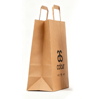 Sacs en papier kraft recyclé avec poignée, logo personnalisé, pour restaurant, café, plats à emporter, épicerie, emballage