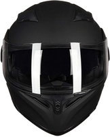 Casque de moto modulaire double visière intégrale avec visière rabattable, certifié DOT, disponible en 6 couleurs (L, Noir Mat)