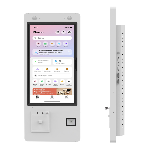 Wall Mounted Capacitive Touch Screen Kiosk 23.8/27/32 Inch QR Code Scanner Payment Terminal Checkout Self-service Kiosk