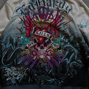 Мужские зимние свитшоты оверсайз класса люкс с 3D-вышивкой, тиснением, цифровой печатью и стразами, плотность 480 г/м², с принтом животных - Product Image 3