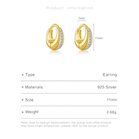 Fuamia perhiasan zirkonia halus berlapis emas 18K anting-anting Hoop Mini perak murni 925